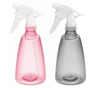 Lafefe Bottiglie spray in plastica da 500 ml, ricaricabili satinate, bottiglie spray regolabili per la pulizia, per giardinaggio, uso domestico, rosa e grigio, 2 pezzi