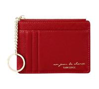 Lafefe ortafoglio Donna Piccolo, Portacarte Donna Piccolo,Sottile Portamonete con Cerniera in Pelle PU Porta Carta di Credito per Donna Ragazza Signore, Mini Portafoglio Donna, Rosso