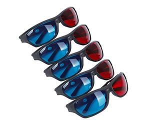 Lafeier 5 x occhiali anaglifi dimensionali per visione 3D rosso e blu per TV, film, giochi, DVD