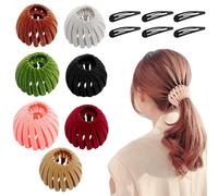 lafo 4 fermagli per capelli vintage a nido di uccelli e 4 fermagli per capelli neri, per ragazze e donne, tinta unita (7 colori)