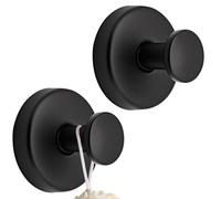 lafo Roha Home Ganci Ventosa Bagno 2 Pezzi, Porta Asciugamani Ventosa Ultra Resistente, Ventose con Gancio Super Resistente, Appendi Accappatoio Bagno, Ganci a Ventosa Super Resistenti Nero Opaco