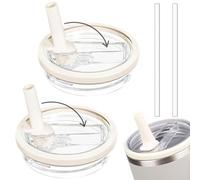 lafo Stanley - Set di 2 coperchi di ricambio per bicchieri da 40 once, con 2 cannucce, coperchio Stanley a prova di perdite, Stanley Flip Straw (bianco)