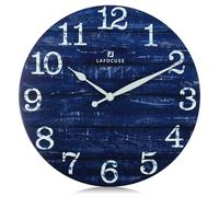 Lafocuse Orologio da Parete Legno Silenzioso Vintage, Rustico Retro Orologio Blu, Classico Decorativo senza Ticchettio per Soggiorno Camera da Letto Cucina Ufficio 30cm