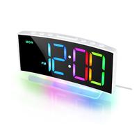 Lafocuse Sveglia Digitale con 8 RGB Colori Numerici e 7 Luce Notturna, LED Sveglia da Comodino con 2 Allarme,Volume e Luminosità Regolabile,Porta USB,Snooze,12/24 Ore per Sonno Pesante Bambini, Bianco