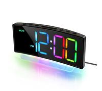 Lafocuse Sveglia Digitale con 8 RGB Colori Numerici e 7 Luce Notturna, LED Sveglia da Comodino con 2 Allarme,Volume e Luminosità Regolabile,Porta USB,Snooze,12/24 Ore per Sonno Pesante Bambini, Nero