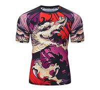 LAFROI, Camicia a compressione a maniche corte UPF 50+ Baselayer Performance da uomo CLY08, Blood Moon, S