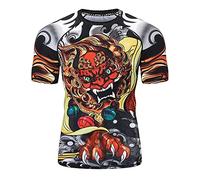 LAFROI Camicia a compressione da uomo UPF 50+ baselayer Performance a maniche corte Rash Guard-CLY08, Danza Leone, L