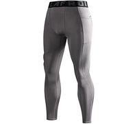 LAFROI - Leggings da Uomo YSK08, ad Asciugatura Rapida, a Compressione e Aderenti Pocket Grey. XXL