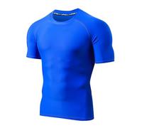 LAFROI Maglia a Compressione da Nuoto da Uomo a Maniche Corte UPF 50+ BJJ Rash Guard Blue Size LG