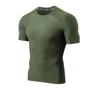 LAFROI Maglia a Compressione da Nuoto da Uomo a Maniche Corte UPF 50+ BJJ Rash Guard Olive Size 2XL