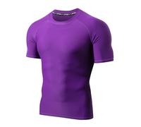 LAFROI Maglia a Compressione da Nuoto da Uomo a Maniche Corte UPF 50+ BJJ Rash Guard Purple Size MD