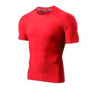 LAFROI Maglia a Compressione da Nuoto da Uomo a Maniche Corte UPF 50+ BJJ Rash Guard Red Size LG