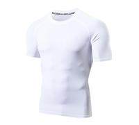 LAFROI Maglia a Compressione da Nuoto da Uomo a Maniche Corte UPF 50+ BJJ Rash Guard White Size 2XL