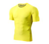 LAFROI Maglia a Compressione da Nuoto da Uomo a Maniche Corte UPF 50+ BJJ Rash Guard Yellow Size MD