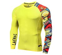 LAFROI - Maglia Protettiva Rash Guard da Uomo, a Maniche Lunghe, con UPF 50+, a Compressione, CLYYB, Asym Pops,L
