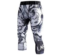 LAFROI Men's Compression Fit 3/4 Tights Leggings with Pcoket/Non-Pocket-YSK10 Hannya Size MD