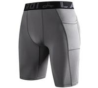 LAFROI Men's Quick Dry Cool Compression Fit Tights Shorts Waistband -YSK09 Pocket Grey Size MD