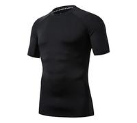 LAFROI Men's Short Sleeve UPF 50+ Baselayer Performance Compression Shirt Rash Guard-CLY08 Black Size SM