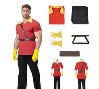 LAFUFU Costume da uomo per cosplay, per Halloween, con cintura, guanti, costume rosso con pantaloni, borsa con frecce, per carnevale, Halloween, feste a tema (rosso e nero, 2XL)