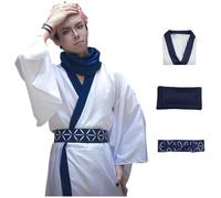LAFUFU Costume Sukuna per cosplay, JJK Gojo Sukuna, per cosplay, kimono, set completo, per feste di Halloween e carnevale (bianco, S)