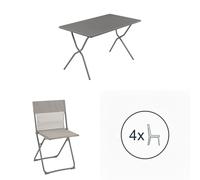 Lafuma Set tavolo e 4 sedie Balcony titane