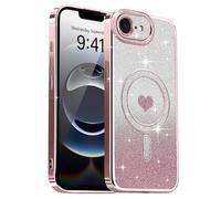 Lafunda compatibile con iPhone 16e/iPhone 17e Cover Placcatura magnetica Bling Glitter Custodia Sequin Design Camera Protection Case Ragazze Fashion Luxury Cover per iPhone 16e/iPhone 17e Rosa