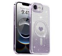 Lafunda compatibile con iPhone 16e/iPhone 17e Cover Placcatura magnetica Bling Glitter Custodia Sequin Design Camera Protection Case Ragazze Fashion Luxury Cover per iPhone 16e/iPhone 17e Viola