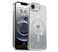 Lafunda compatibile con iPhone 16e/iPhone 17e Cover Placcatura magnetica Bling Glitter Custodia Sequin Design Camera Protection Case Ragazze Fashion Luxury Cover per iPhone 16e/iPhone 17e Argento