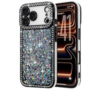 Lafunda Custodia glitterata per iPhone 18 Pro Max, lussuosa e lucida, nera | Cover per telefono scintillante con strass di cristallo, per donne e ragazze, in morbido TPU, sottile, antiurto, protettiva
