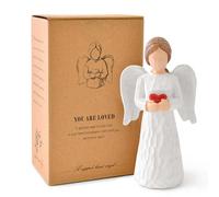 LAGAHS Statuette di angelo da donna, statue e statuette di angelo custode, statua di angeli in resina che tiene un cuore per il Ringraziamento, Natale, decorazione per la casa, regali di angelo