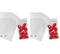 Lage 100 Bustine Trasparenti 6 x 10 cm per Confetti con Chiusura Adesiva - Buste Sacchettini Piccoli di Plastica per Alimenti, Confettata, Bomboniera, Cerimonia con Aletta Adesiva (Confezione da 2)