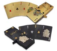 Lage, 2 Mazzi di Carte da Poker da 54 con Jolly. Cards in Plastica per Scala 40, Canasta, Blackjack, Burraco, Giochi di Magia, Professionali e Impermeabili (1 Oro + 1 Nero)