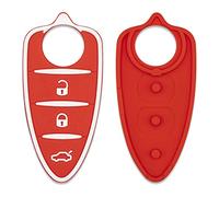 Lage Pulsanti di Ricambio in Silicone per Chiave Alfa Romeo Mito Giulietta Brera 159 Telecomando a 3 Pulsanti Rosso con Tasti Bianchi