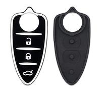 Lage Pulsanti di Ricambio in Silicone per Chiave Alfa Romeo Mito Giulietta Brera 159 Telecomando a 3 Pulsanti Nero con Tasti Bianchi