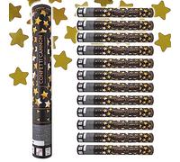 Lage Sparacoriandoli a forma di Stella Dorata H 40 cm, Party Popper Spara Coriandoli Oro Metallizzati per Diciottesimo Compleanno, Anniversario di Matrimonio, Serata, Evento, Cerimonio - Kit 12 Pezzi