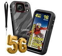LAGENIO Eagle Pro Mini 5G Smartphone Rugged con Action Camera 4K, Android 16, 32GB+256GB/1TB, Grandangolo 152,6°, Batteria 4,5 Ore, Stabilizzazione, Display 4,0", Dual SIM 5G, NFC, IP69K, Nero