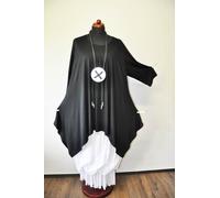 Lagenlook Design una Lunga Tunica Fine Linea Nero Gr.5 58,60,6XL,7XL