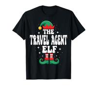 L'agente di Viaggio Elfo Divertente Natale Corrispondenza Famiglia Maglietta