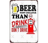 Lager Below Crude Remain Seated Decorative Tin Sign 12x8 Inch | Pre drilled corner holes enable quick hassle mounting on flat