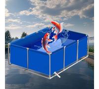 Laghetti da giardino fuori terra,Piscine semplici,Grande Acquario in PVC/Tela,Serbatoio Di Acqua All'aperto Dell'acquario Della Tela,Serbatoio temporaneo per Pesci d'Acqua salata(Blue-3×1×0.8m)