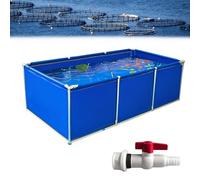 Laghetto da allevamento in tela di PVC con sistema di drenaggio, contenitore per acqua da esterno per organismi marini, dimensioni 3 x 1 x 0,5 m, grigio