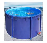 Laghetto per pesci in PVC fuori terra, resistente e ispessito, piscina rotonda per l'allevamento ittico, 1 x 1 x 0,8 m, portatile, con telaio, ideale per acquacoltura in giardino