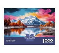 Laghi Monti Neve Per Lo Sviluppo: 1000 Pezzi Giochi Di Puzzle Cognitivo Lago al Tramonto Gioco E Attività Per La Casa, L'apprendimento E La Crescita 70x50cm/100