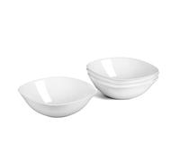 LaGlint Set di 4 Ciotola per Cereali in Vetro Opalino 740ml Quadrato, Adatte per Lavastoviglie e Microonde, Bianco per Riso Insalata Minestra