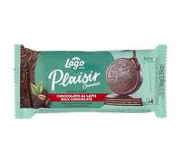 Lago 1968 Plaisir Chocolate, Round Wafer Ricoperti di Cioccolato al Latte e Farciti con Doppio Strato di Crema al Cacao, 4 Monoporzioni, 4x24g
