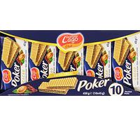 Lago 1968, Poker Cacao 10x45g, Wafer con Crema Cacao 75% con 3 Strati Friabili di Wafer e una Crema Cioccolato Vellutata