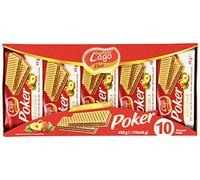 Lago 1968, Poker Nocciola 10x45g, Wafer con Vellutata Crema alla Nocciola 75% con 3 Strati Friabili di Wafer