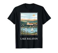 Lago Balaton Ungheria Vela Retro Travel Design Maglietta