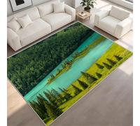 Lago Color Smeraldo e Foresta Tappeto 120x180 cm Antiscivolo Morbido Acque e Paesaggi Alpini 3d Tappeto Pelo Corto Tappeti Lavabili in Lavatrice Adatto Per Camerette Cucine e Soggiorni c-781