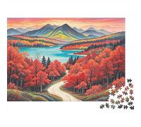 Lago d'Autunno Senior Puzzle 1000 Pezzi Riciclato Sentiero della Foresta Rossa Puzzle Puzzle Game Props Tempo di Gioco Familiare Educativo Game Sfida Regalo 38x26cm/1000pcs